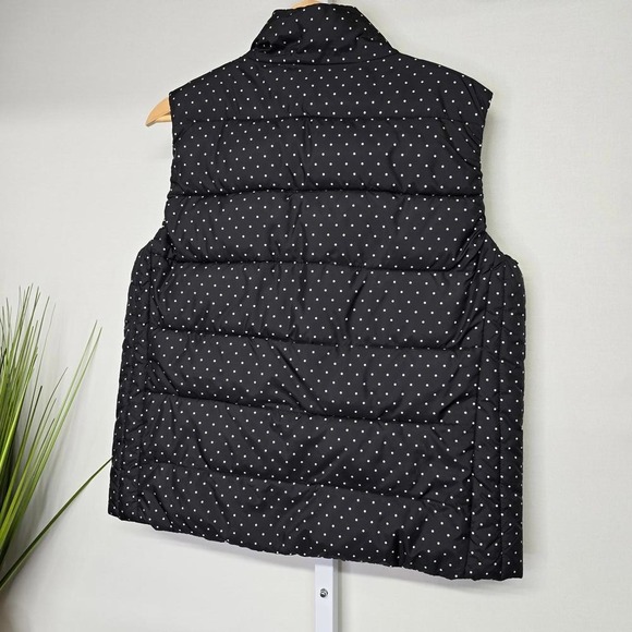 Laura Scott Womens Black Polka Dot Puffer Vest Quilted Full Zip Size Large - Picture 3 of 3